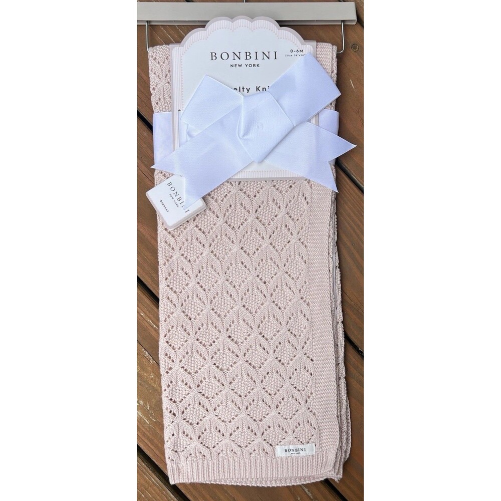 BONBINI Baby Blanket Crochet Novelty Knit Rayon Bamboo Natural Cotton Pink New